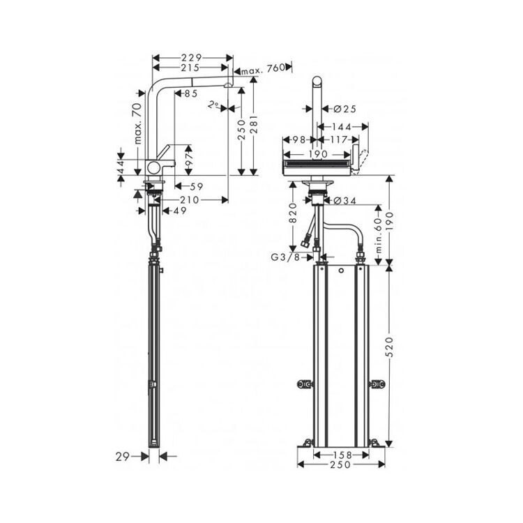 Смеситель для кухни Hansgrohe Aquno Select 73830800 сталь