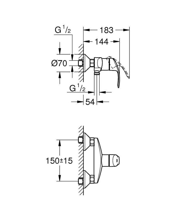 Смеситель для душа Grohe EuroSmart 33555002 хром