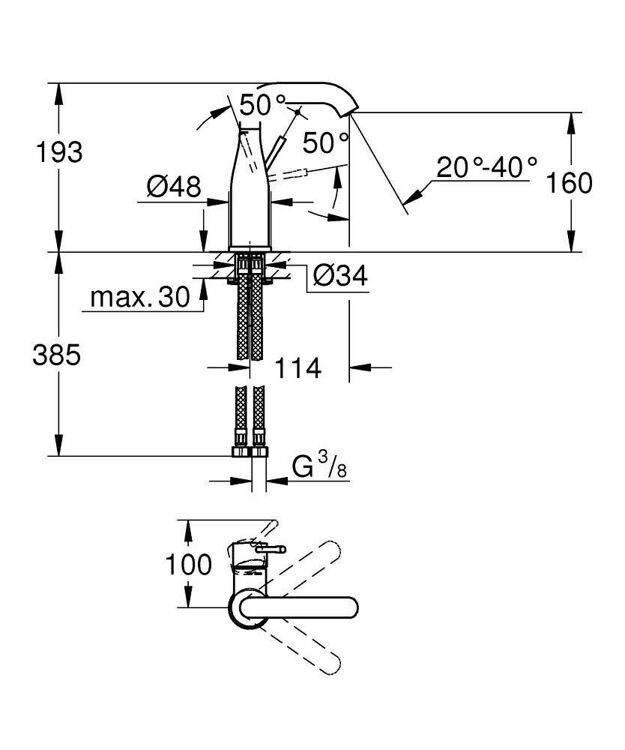 Смеситель для раковины Grohe Essence+ 23463001 хром