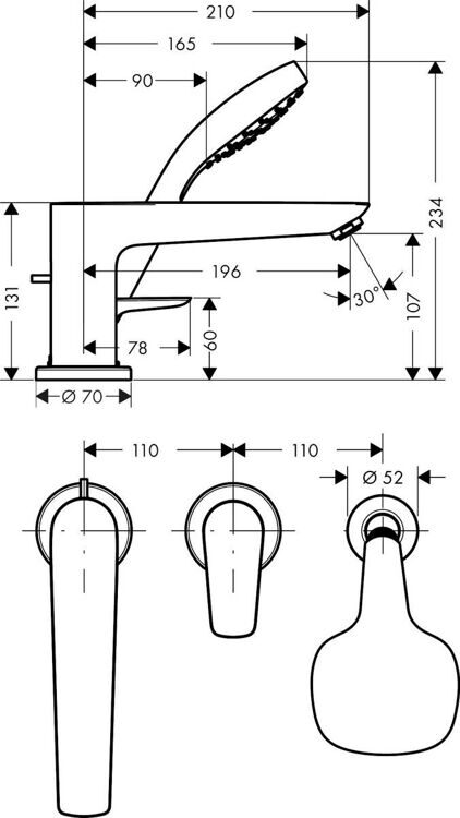 Смеситель для ванны Hansgrohe Talis E 71731000 хром