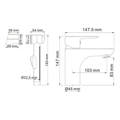 Смеситель для гигиенического душа WasserKRAFT Leine 3508 хром