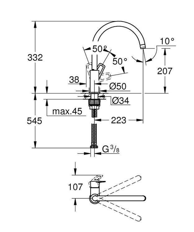 Смеситель для кухни Grohe BauLoop 31368001 хром