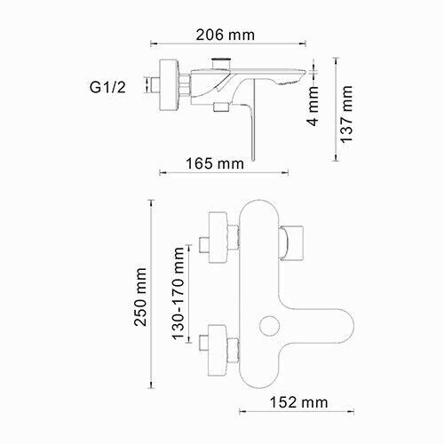 Смеситель для ванны WasserKRAFT Dinkel 5801 хром