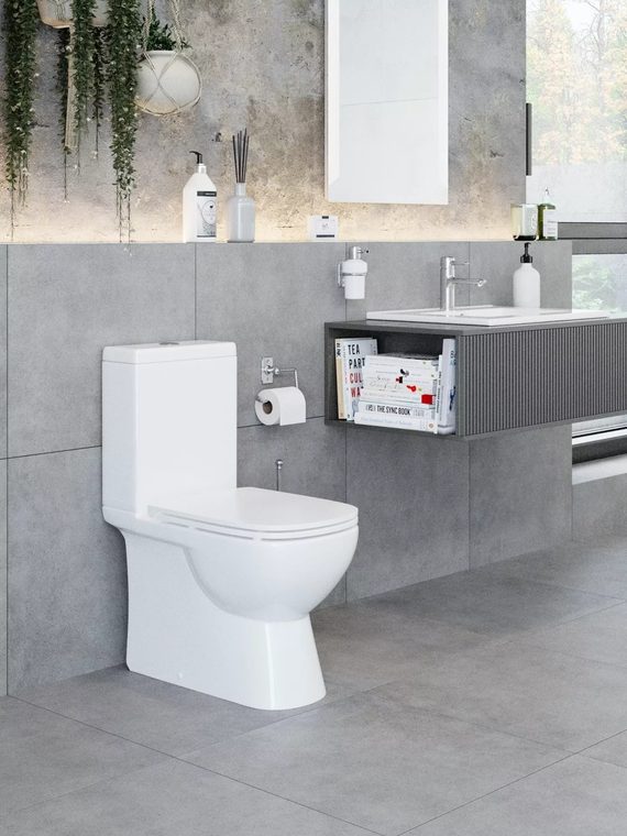 Унитаз напольный Sanita Luxe Quadro DM Slim с сиденьем микролифт QDRSLCC01151022 белый
