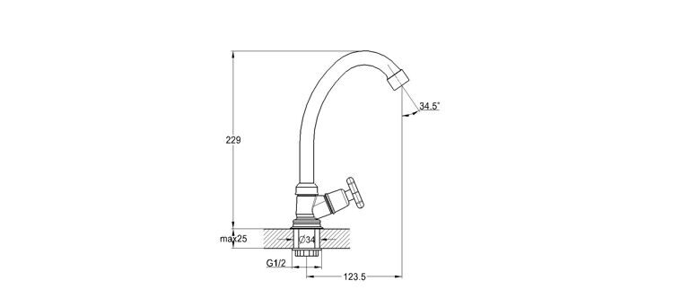 Смеситель для кухни Solone JIK1-A102-A моно