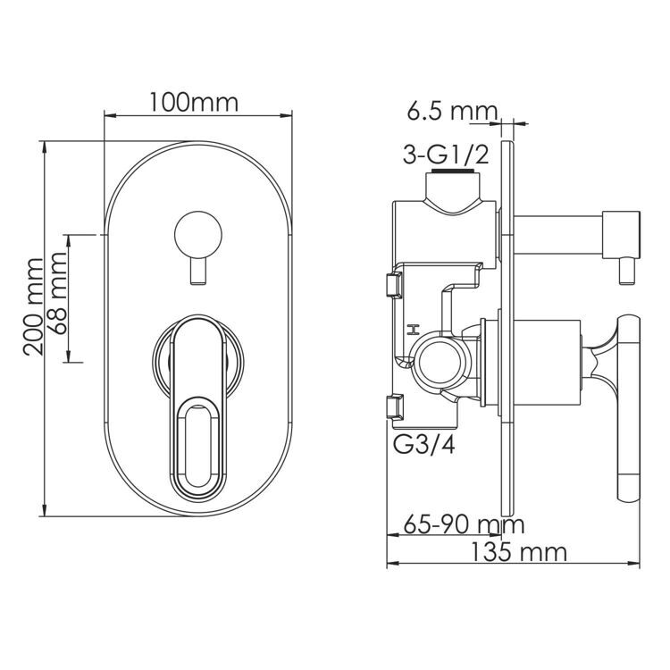 Смеситель для душа WasserKRAFT Kammel 1841 хром