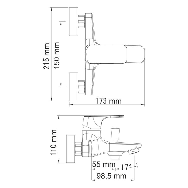 Смеситель для ванны WasserKRAFT Salm 2701 хром