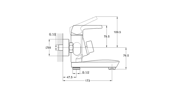 Смеситель для ванны G.Lauf с литым поворотным изливом LEF3-A232