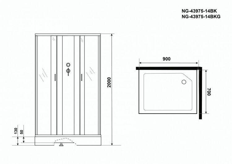 Кабина душевая Niagara Classic NG 43975-14QBK матовое стекло
