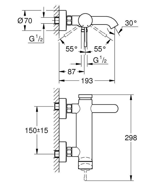 Смеситель для ванны Grohe Essence+ 33624001 хром