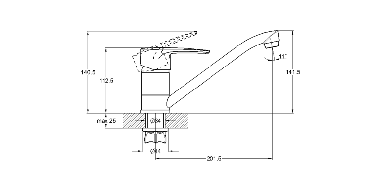 Смеситель для кухни G.Lauf с поворотным изливом 4T4-A180