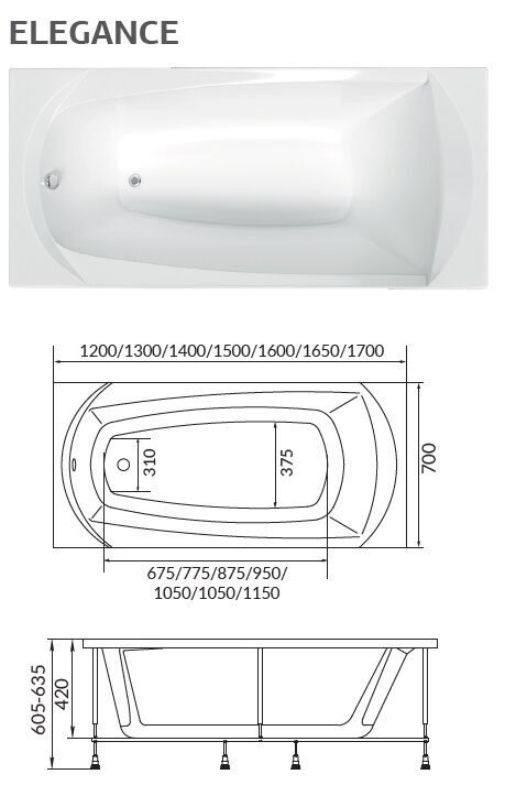 Ванна акриловая 1Marka ELEGANCE 140x70