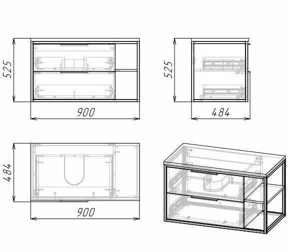 Комплект мебели Grossman Лофт 90 3 в 1 (ум. GR-3020) веллингтон/металл черный