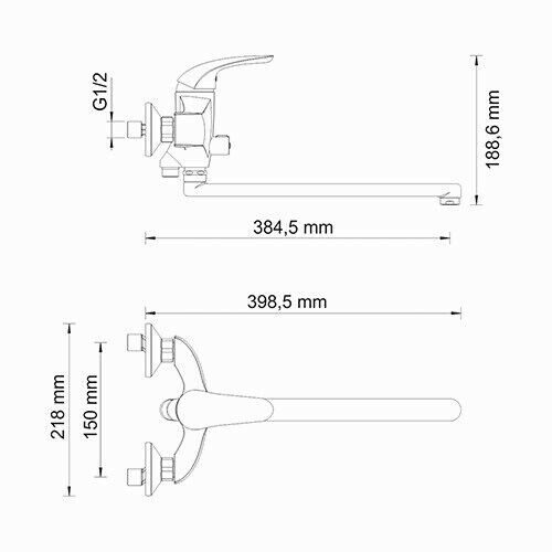 Смеситель для ванны WasserKRAFT Rossel 2802L хром