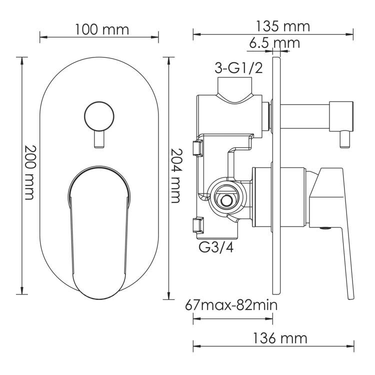 Смеситель для душа WasserKRAFT Donau 5341 хром