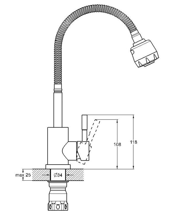 Смеситель для кухни Solone с гибким изливом EZA4-A090