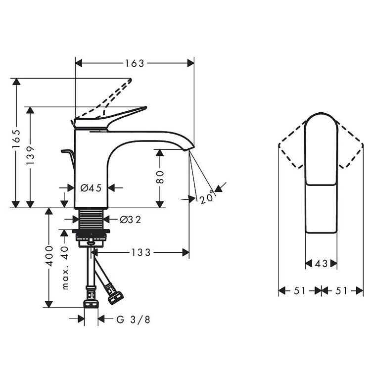 Смеситель для раковины Hansgrohe Vivenis 75010000 хром